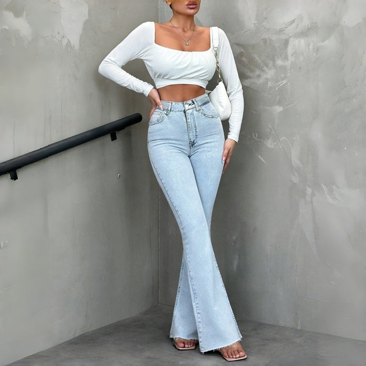 Damen Flared Jeans mit hohem Bund und lässigem Schnitt Drune
