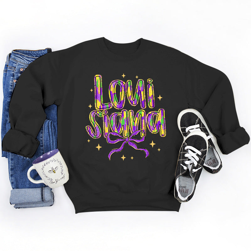 Damen Sweatshirt mit kreativem Schriftzug und weichem Innenfutter Drune