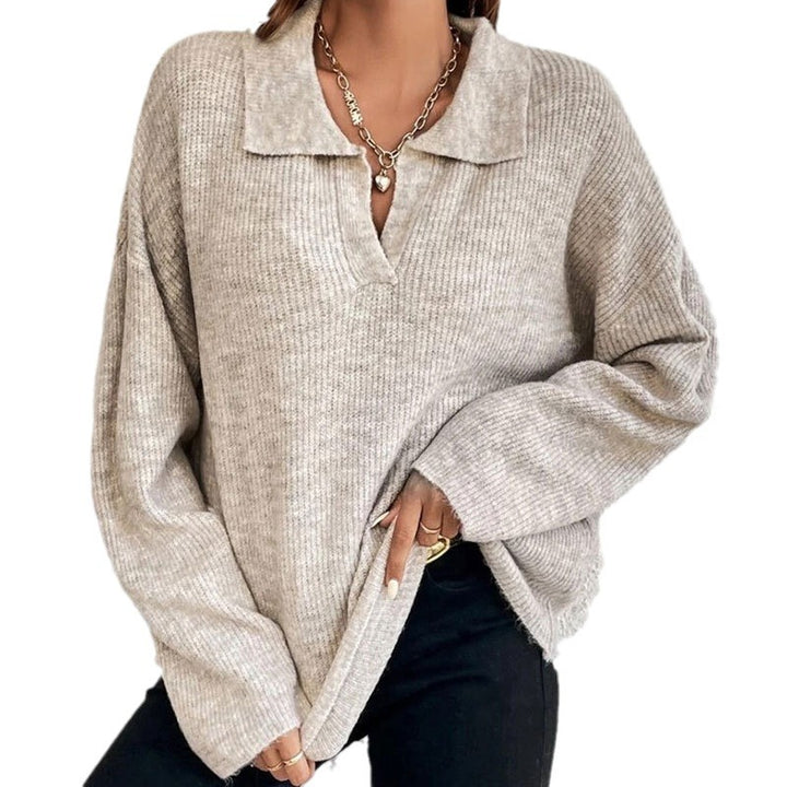 Damen lässiger Pullover mit strukturiertem Rippdesign Drune