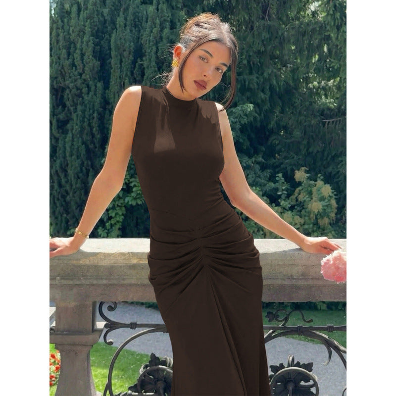 Damen Elegantes Maxikleid mit figurschmeichelndem Schnitt und hochgeschlossenem Design Drune