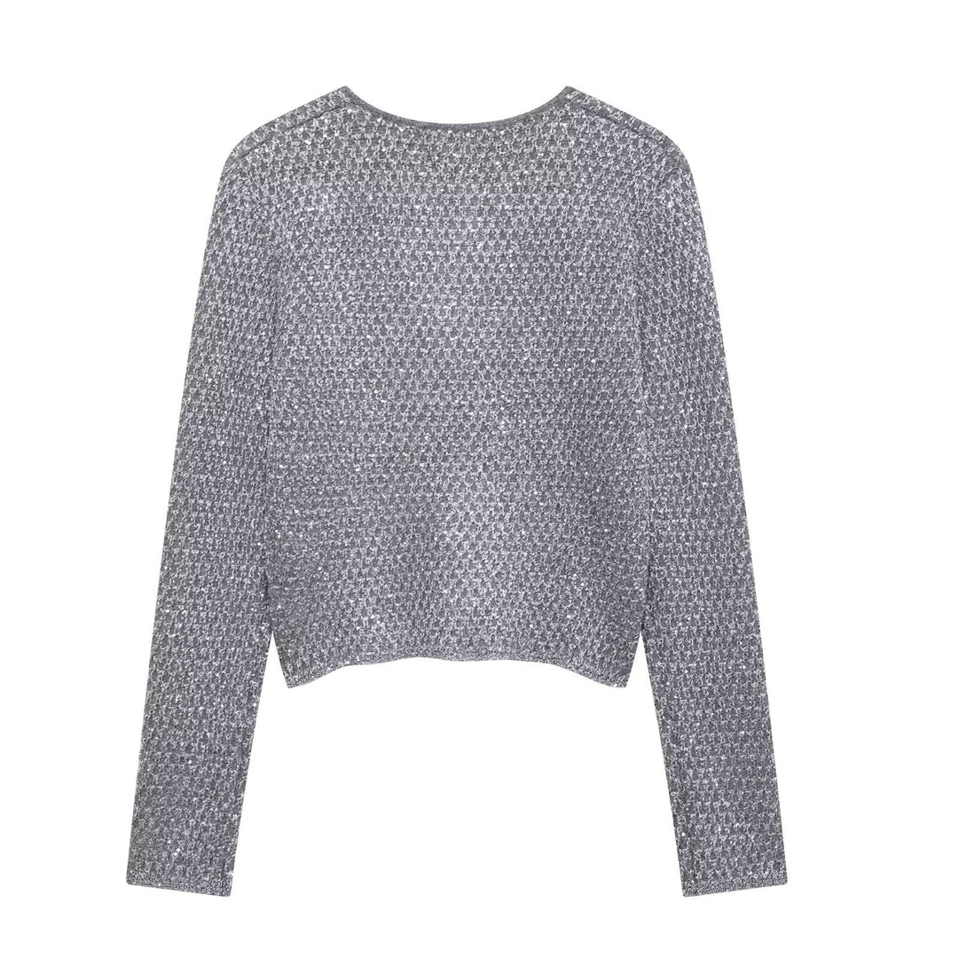 Damen elegante Strickjacke mit unifarbenem Muster Drune
