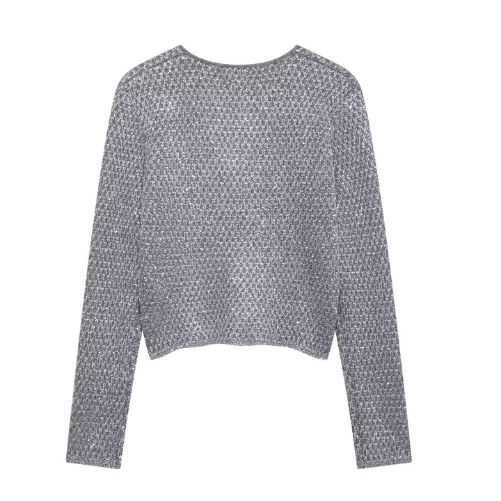 Damen elegante Strickjacke mit unifarbenem Muster Drune