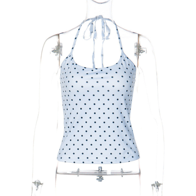 Damen Spaghettiträgertop mit verspieltem Punkte-Design und hochwertigem Stretchmaterial Drune
