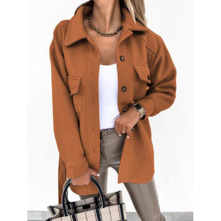 Damen lässige Langarmjacke mit Taschen Drune