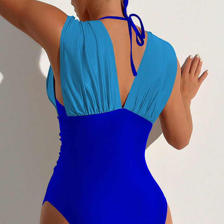 Damen Einteiler Badeanzug mit tiefem V-Ausschnitt und modischem Cut-Out Drune
