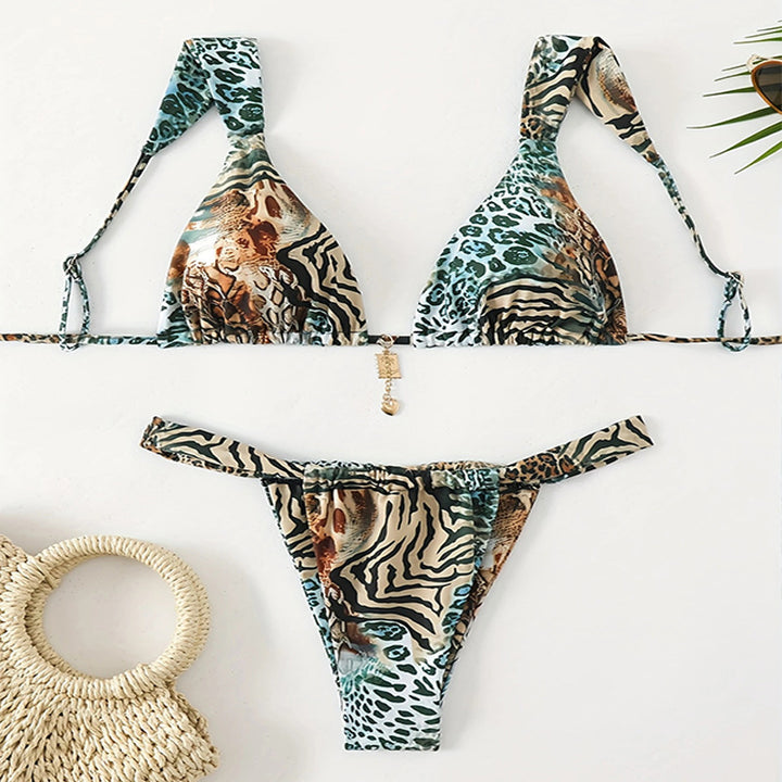 Damen Triangel-Bikini mit raffiniertem Leopardenmuster Drune