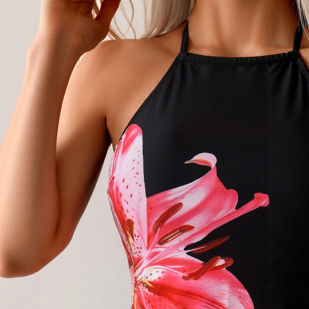 Damen Badeset mit floralem Design und regulierbarem Schnitt Drune