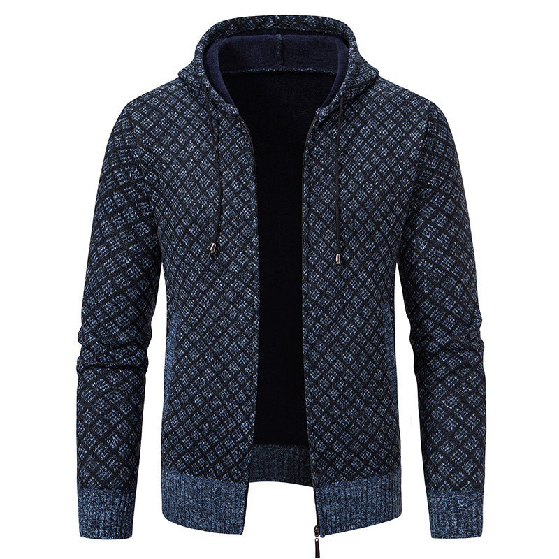 Herren stylische Jacke mit modernem Wabenmuster und Kapuze Drune
