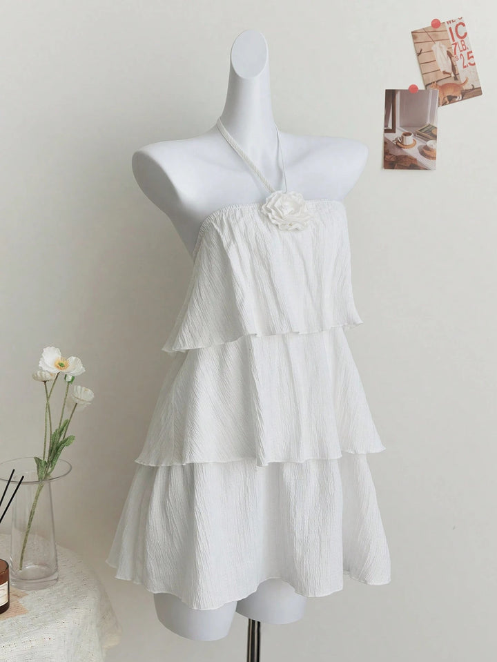 Damen luftiges Strandkleid mit Rüschendetails Drune
