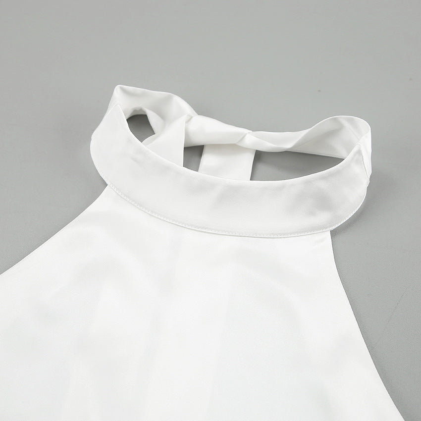 Damen Set aus Haltertop und langem Satinrock mit schwingendem Saum Drune