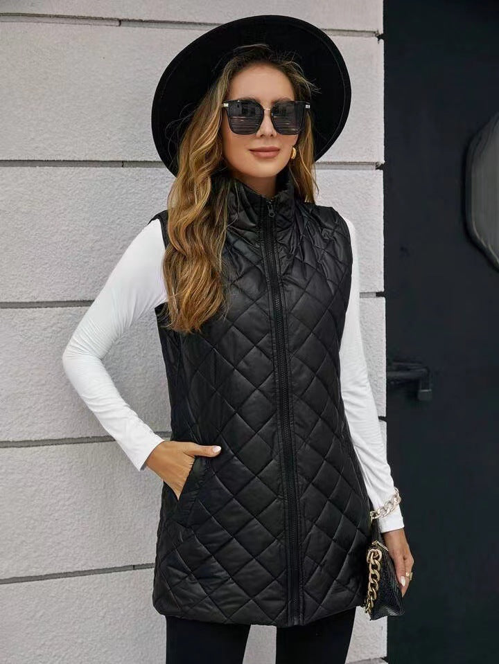 Drune | Lange Weste Mit Kapuze Im Metallic Stil Für Damen