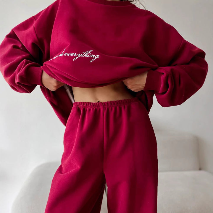 Damen lässiges Oversized Sweatshirt und bequeme Jogginghose Drune