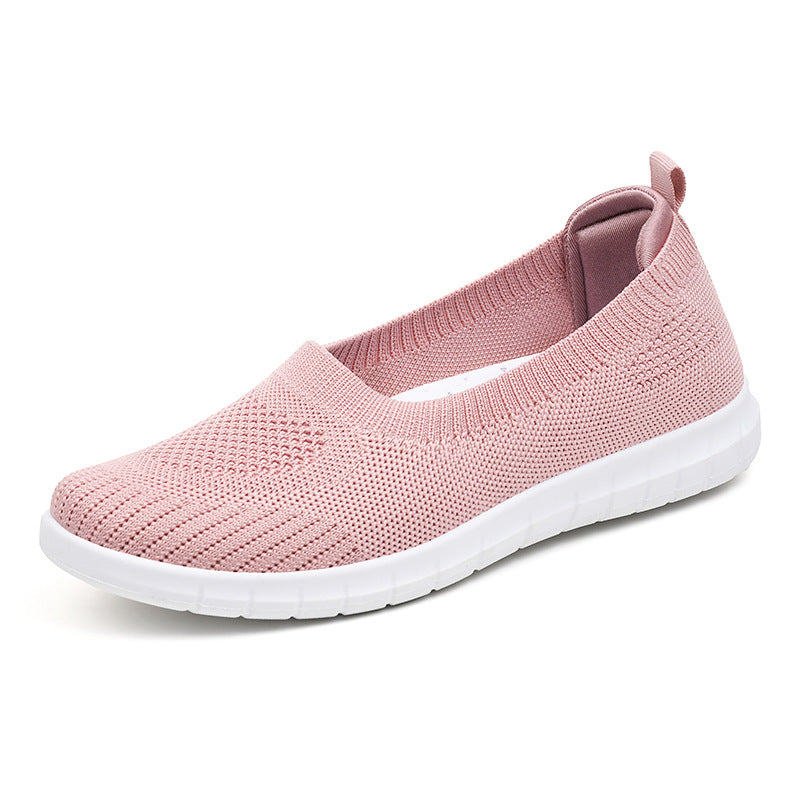 Damen nan atmungsaktive Strick-Ballerina-Slipper mit nahtlosem Sockeneinstieg, orthopädischem Memory-Fußbett und flexibler EVA-Laufsohle Drune