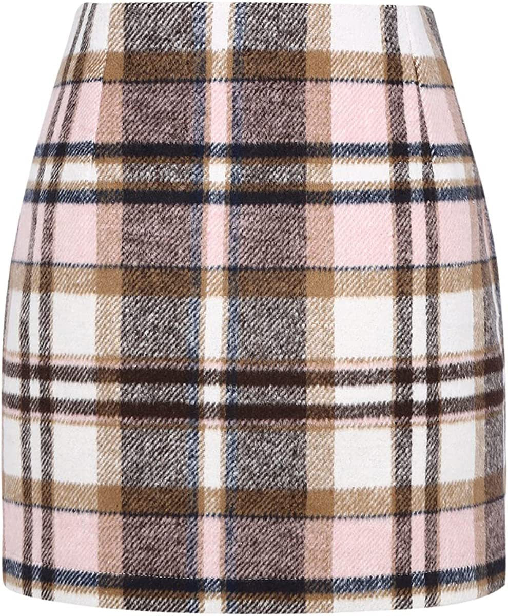 Damen Karierter Minirock mit hohem Bund und seitlichen Eingrifftaschen Drune