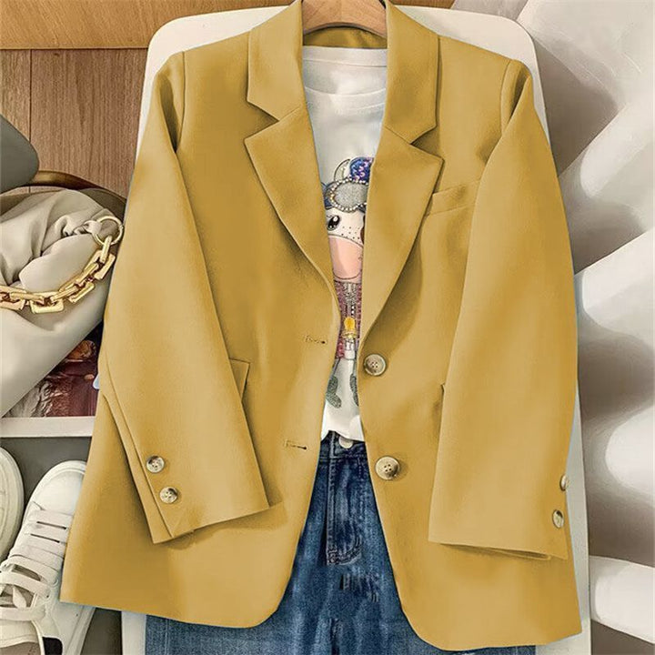 Damen Modischer Blazer mit strukturiertem Stoff und eleganten Knopfdetails Drune