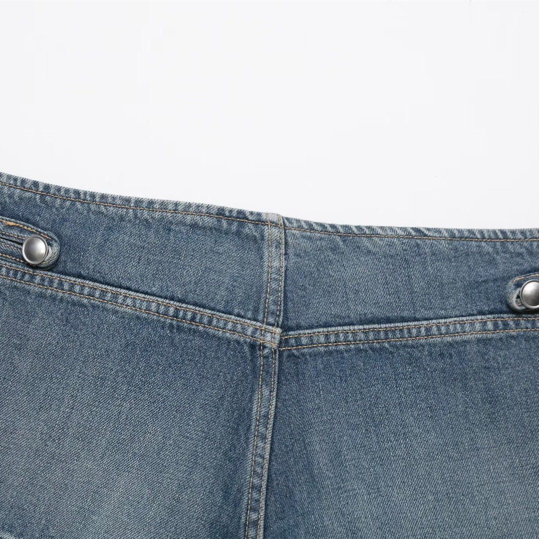 Damen Denim-Shorts mit dekorativen Knöpfen Drune