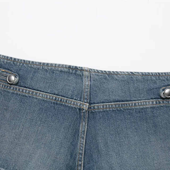Damen Denim-Shorts mit dekorativen Knöpfen Drune