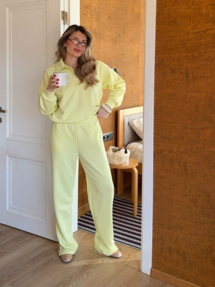 Damen Sportliches Loungewear-Set mit Polokragen Drune