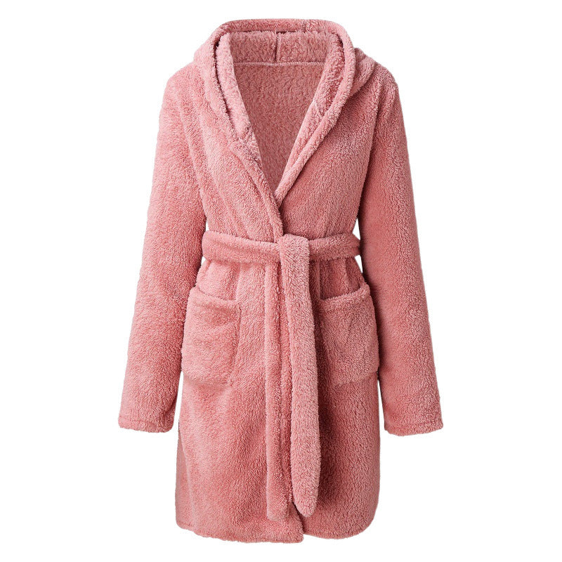 Damen Fleece-Roben mit praktischen Taschen und gemütlichem Kapuzen-Design Drune