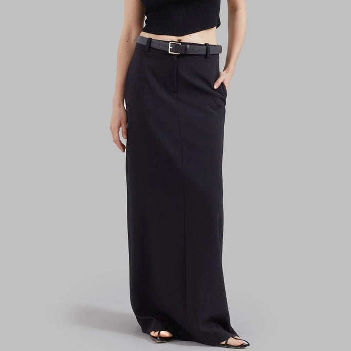 Damen Eleganter Maxirock mit Gürtelschlaufen und klassischer Silhouette Drune