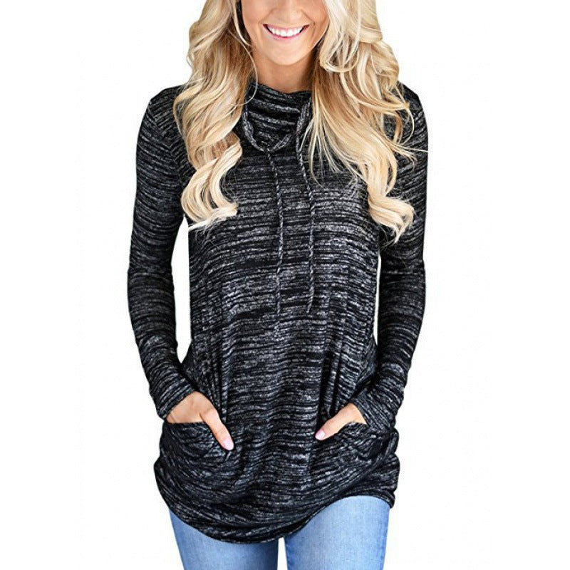 Damen lässiges Langarmshirt mit asymmetrischem Saum Drune