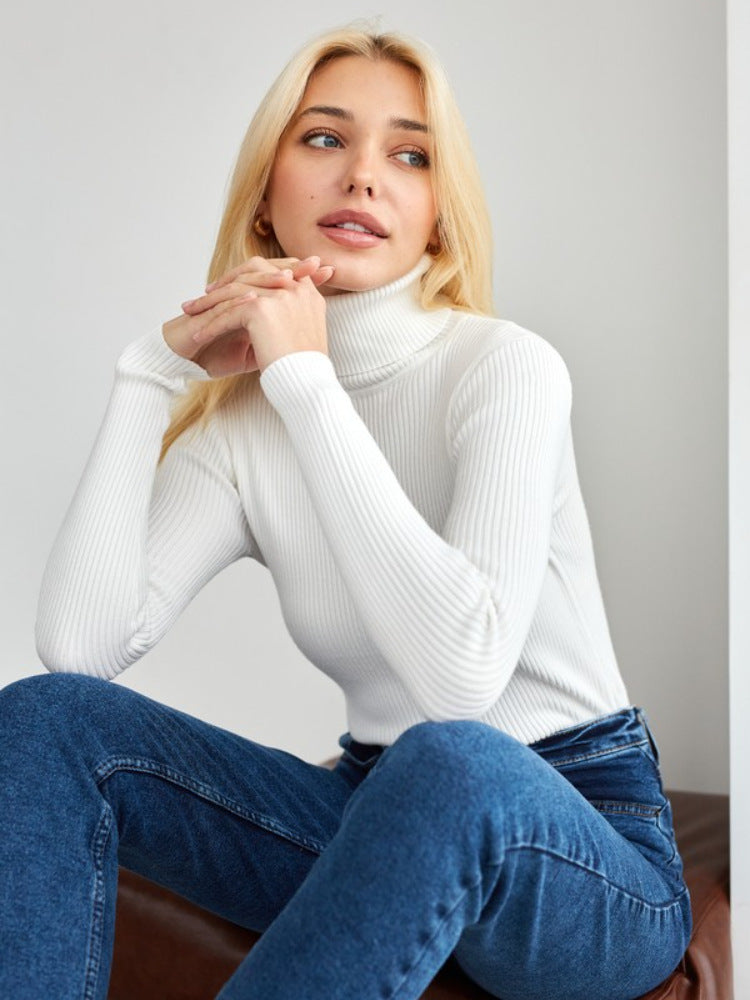 Damen Rollkragenpullover mit geripptem Design und lässigem Schnitt Drune