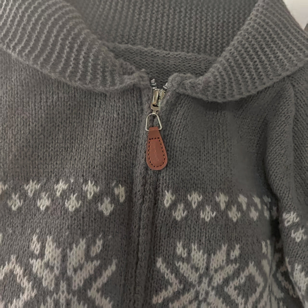 Damen Grobstrickjacke mit folkloristischem Muster und offenem Schnitt Drune