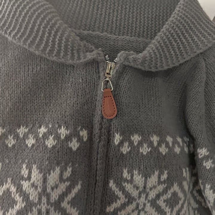 Damen Grobstrickjacke mit folkloristischem Muster und offenem Schnitt Drune