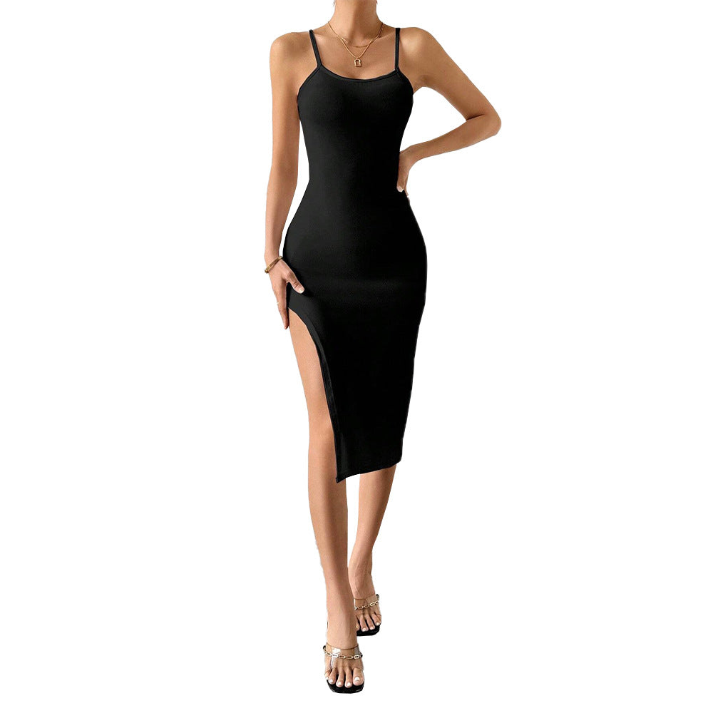 Damen Minikleid mit schickem Spaghettiträgerdesign und elegantem Schlitz Drune