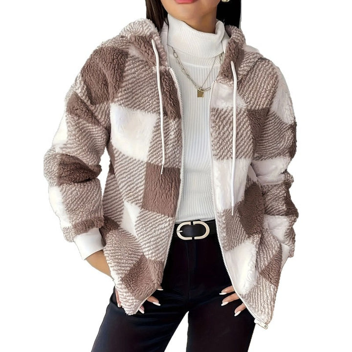 Damen kuschelweiche Karomuster-Fleecejacke Drune
