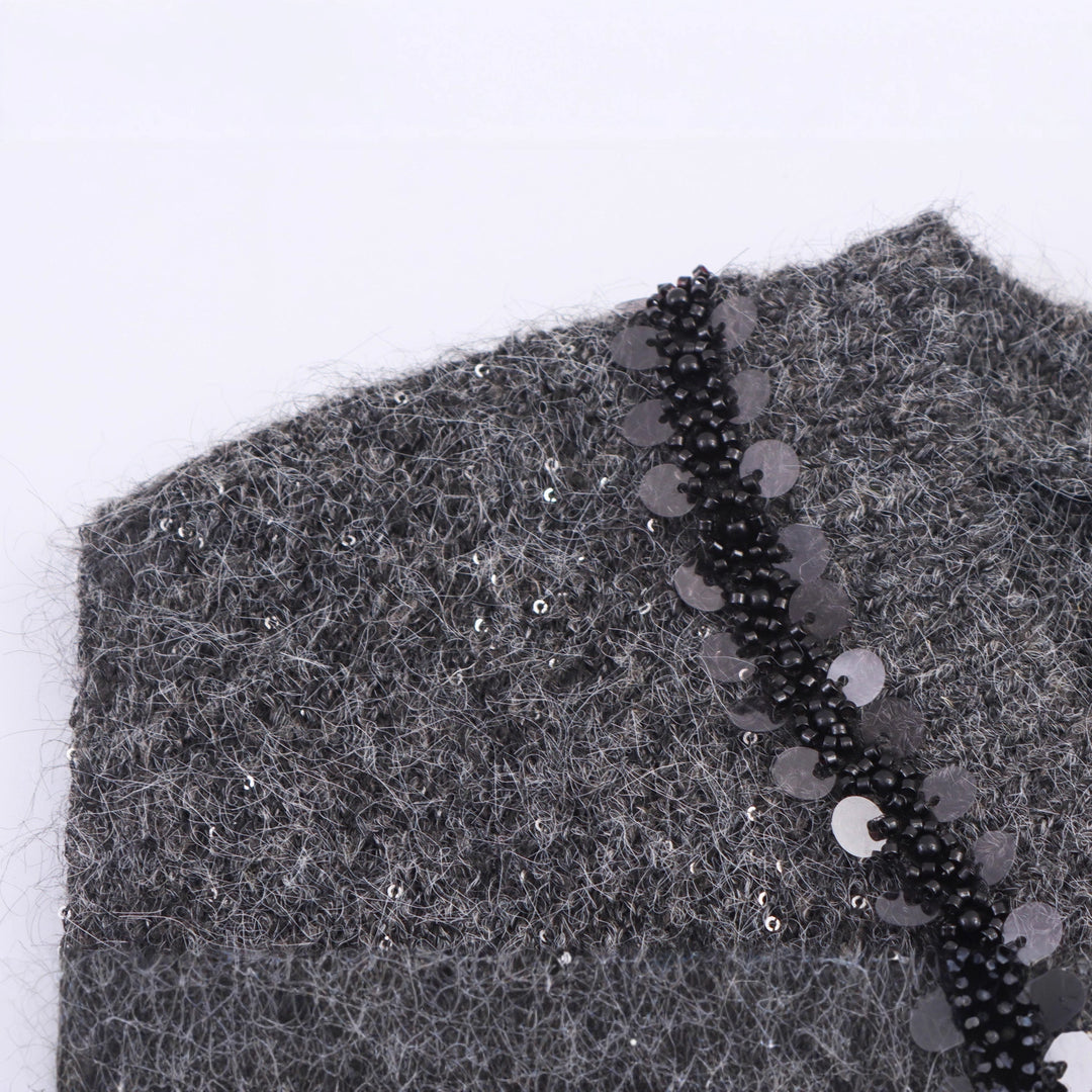 Damen eleganter Strickpullover ohne Ärmel mit funkelnden Applikationen Drune