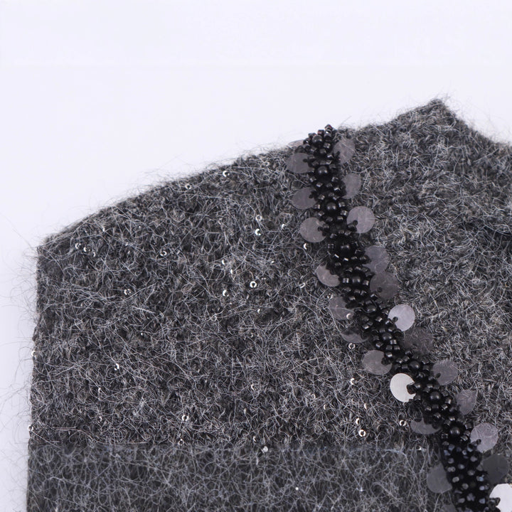 Damen eleganter Strickpullover ohne Ärmel mit funkelnden Applikationen Drune
