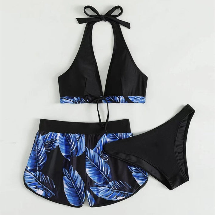 Damen Bikini-Top mit abnehmbaren Trägern und modischen Shorts Drune