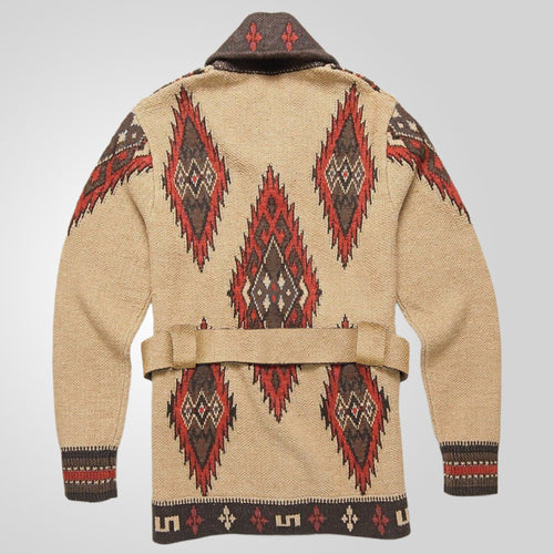 Damen Strickjacke mit kunstvollem Muster und exklusivem Gürtel Drune