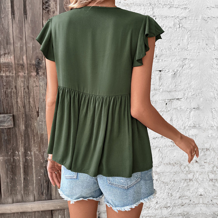 Damen Bluse mit Rüschendetails und Knopfverschluss Drune