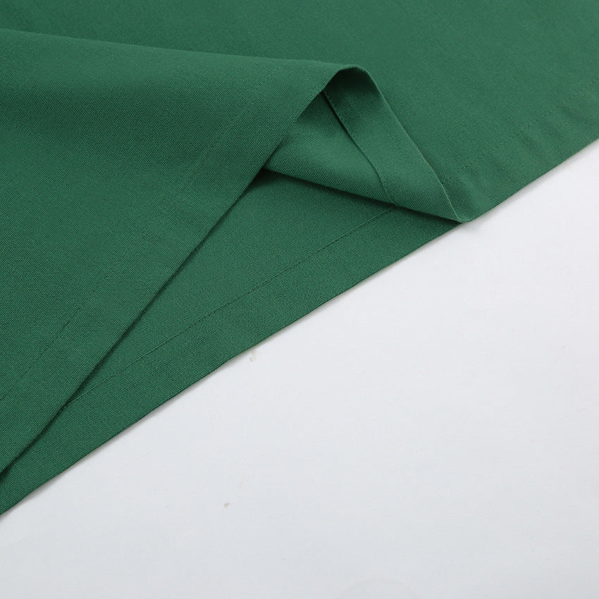 Damen Maxikleid aus hochwertigem Leinenstoff mit breiten Trägern und seitlichen Schlitzen Drune