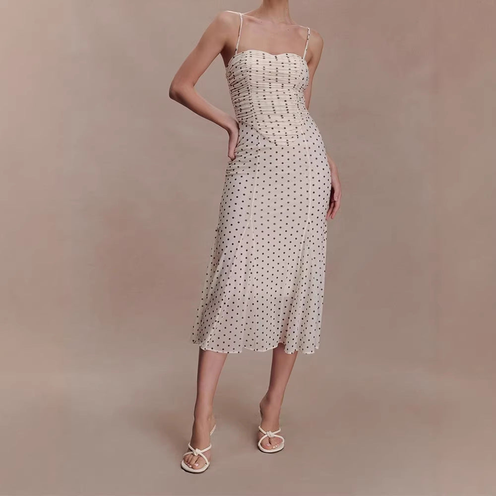 Damen Midi-Party-Kleid mit Rüschendetails und transparenter Stoffstruktur Drune