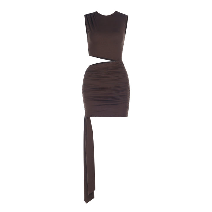 Damen Elegantes Kurzkleid mit asymmetrischem Saum und raffiniertem Cut-Out Drune