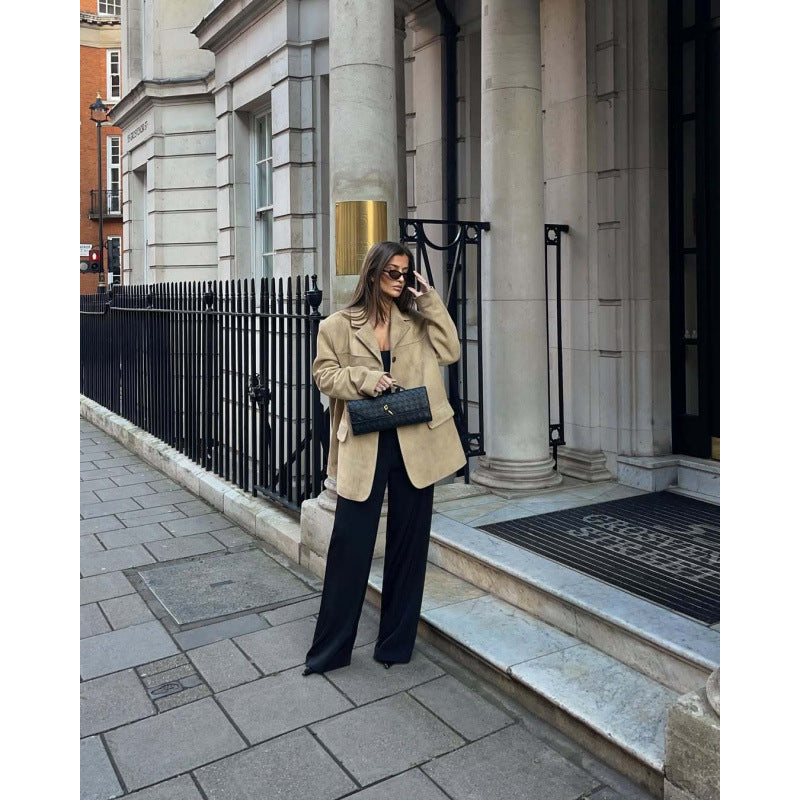 Damen Oversize-Blazerjacke mit lässigem Schnitt und tiefen Taschen Drune