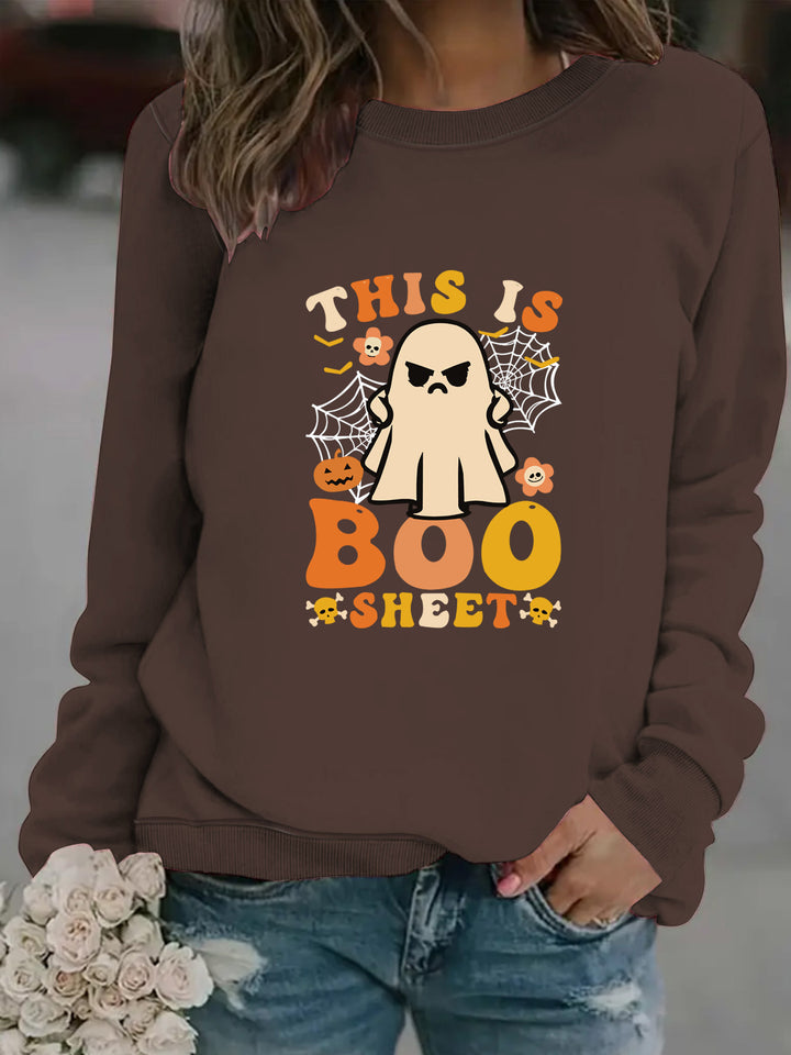 Damen Sweatshirt mit herbstlichem Geist-Print und lässigem Schnitt Drune