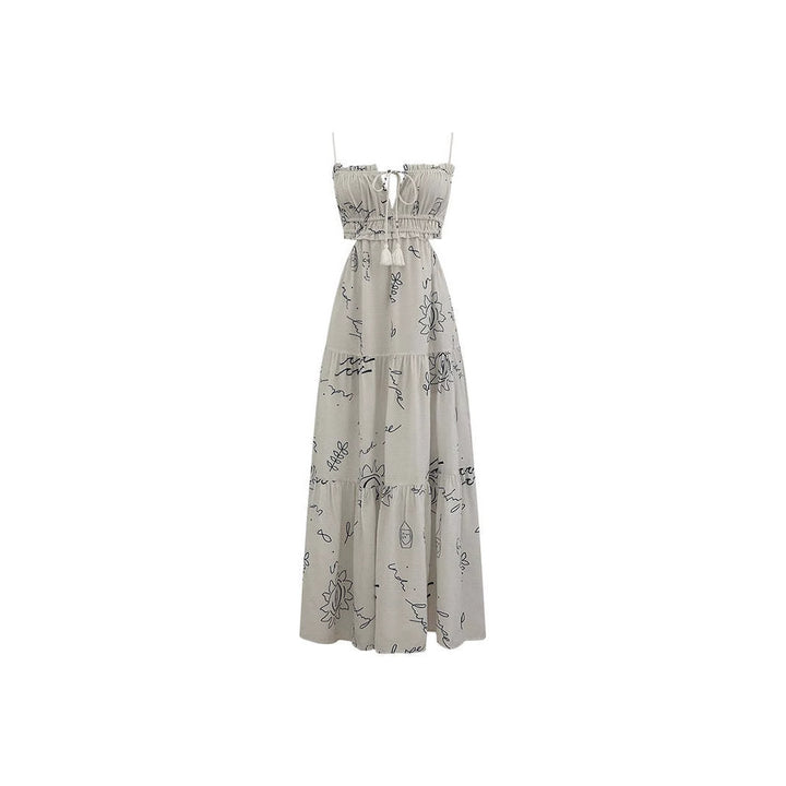 Damen Maxikleid mit verspieltem Cut-Out-Design und dekorativem Kordelzug Drune
