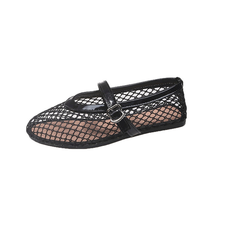 Damen Ballerinas aus Netzgewebe mit Riemen Drune