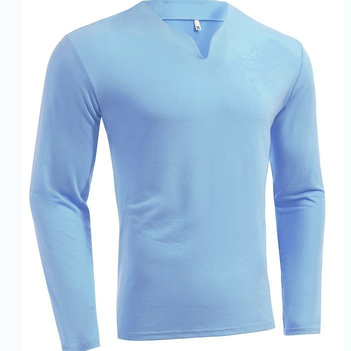 Herren nan Langarmshirt mit V-Ausschnitt Slim Fit Baumwollmix und elastischem Komfortbund Drune
