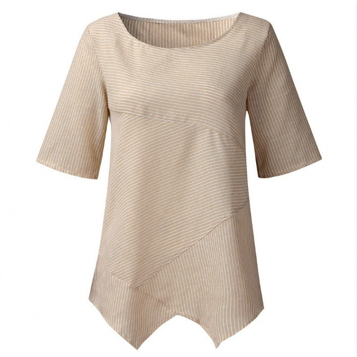 Damen asymmetrisches Strickoberteil mit dekorativem Rippmuster Drune
