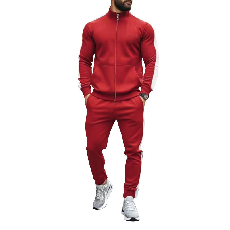 Herren sportlicher Trainingsanzug mit stylischem Reißverschluss und Kontraststreifen Drune