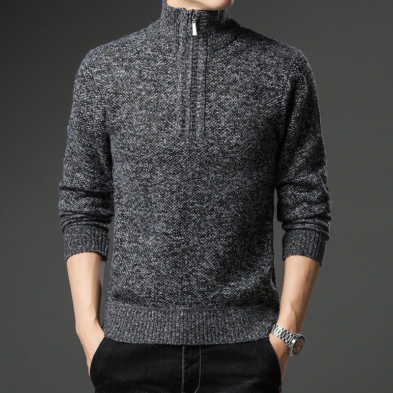 Herren modischer Pullover mit halb hochschließendem Reißverschluss und strukturiertem Design Drune
