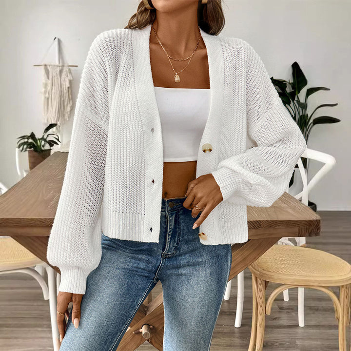 Damen lässige Strickjacke mit eleganter Knopfleiste und weitem Schnitt Drune