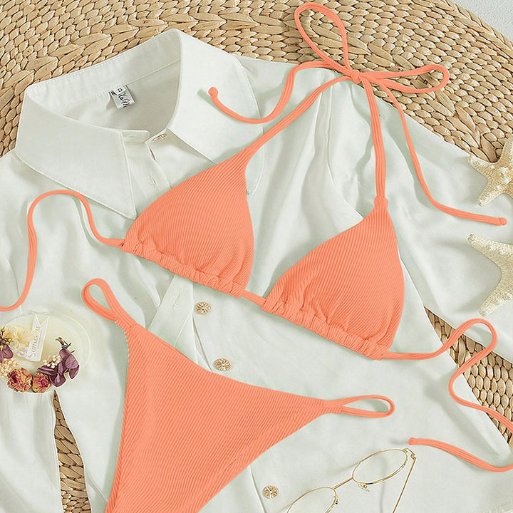 Damen Triangel-Bikini mit feiner Rippstruktur Drune