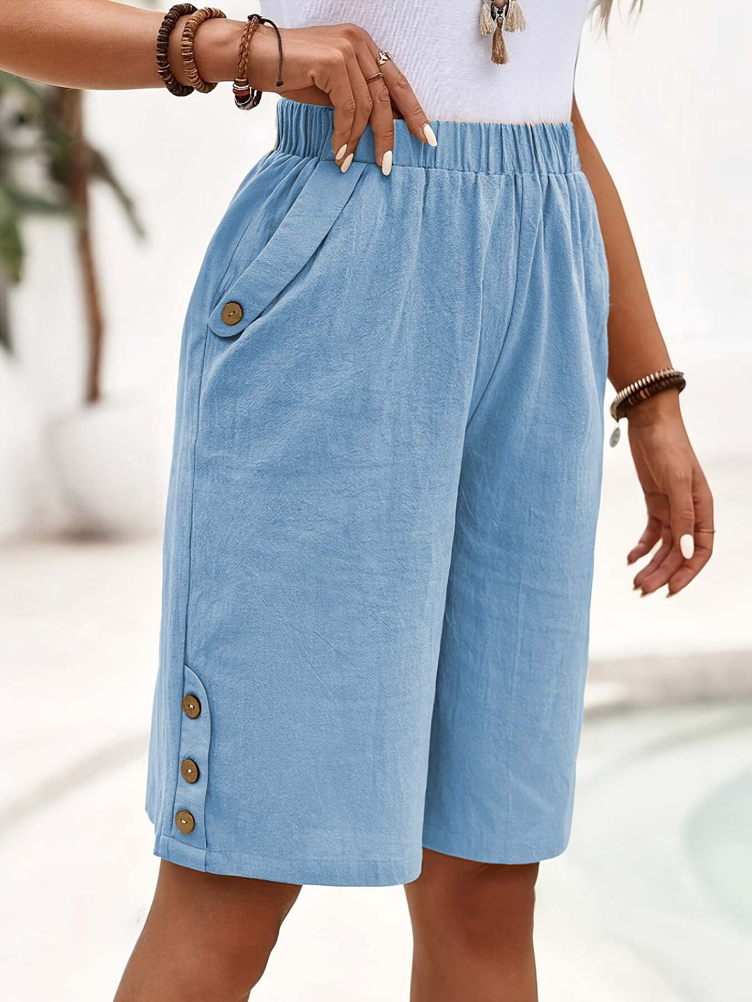 Damen Sommerliche Leinen Shorts Drune