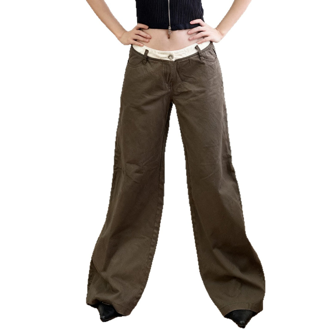 Damen nan Highwaist-Culottehose mit weitem Bein und kontrastierendem Bunddetail Drune